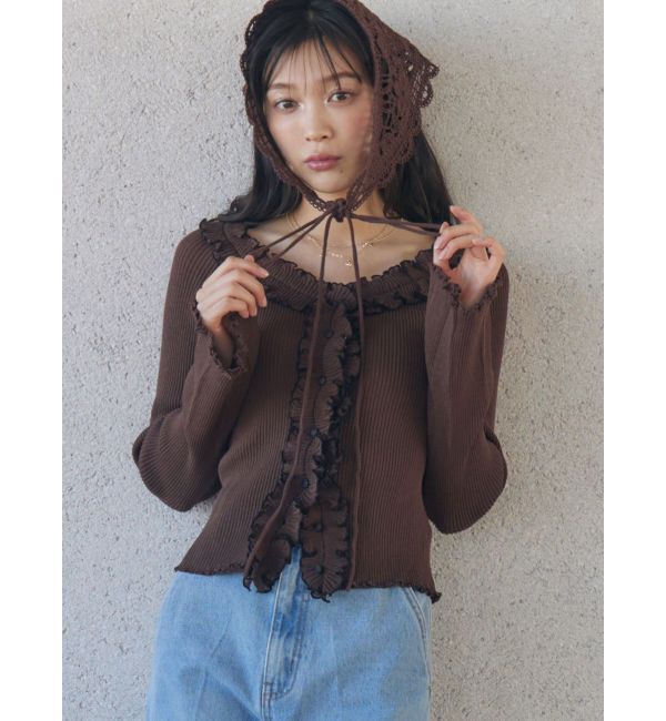 LAGUNAMOON「ニットレース刺繍スカーフ」|バンダナ・スカーフ|