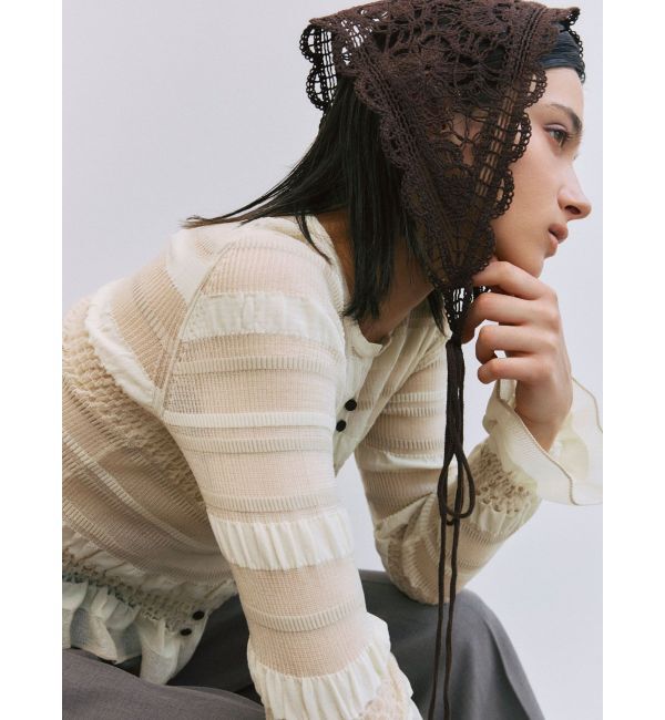 LAGUNAMOON「ニットレース刺繍スカーフ」|バンダナ・スカーフ|