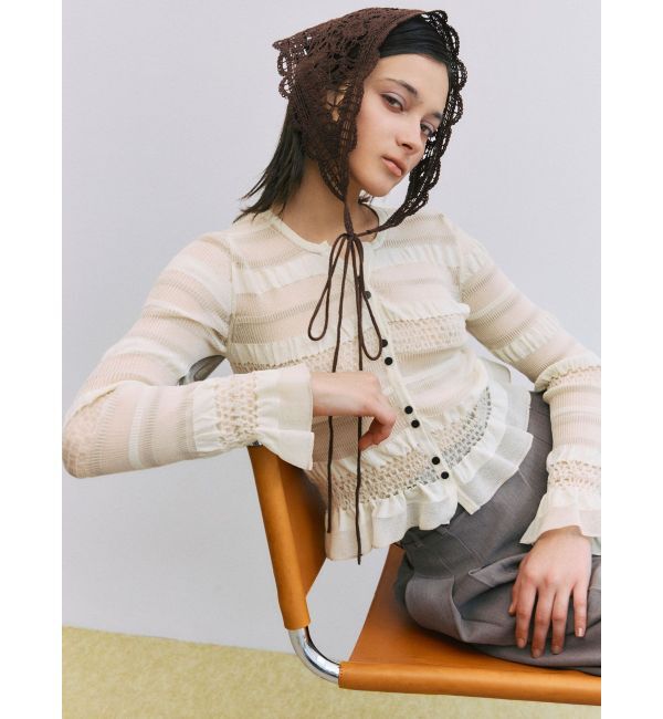 LAGUNAMOON「ニットレース刺繍スカーフ」|バンダナ・スカーフ|