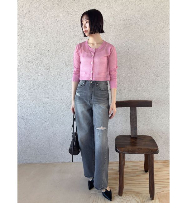 LAGUNAMOON「メタルボタンシアーニットカーディガン」|カーディガン|