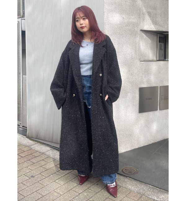 EVRIS「ラメオーバーサイズロングコート」|チェスターコート|