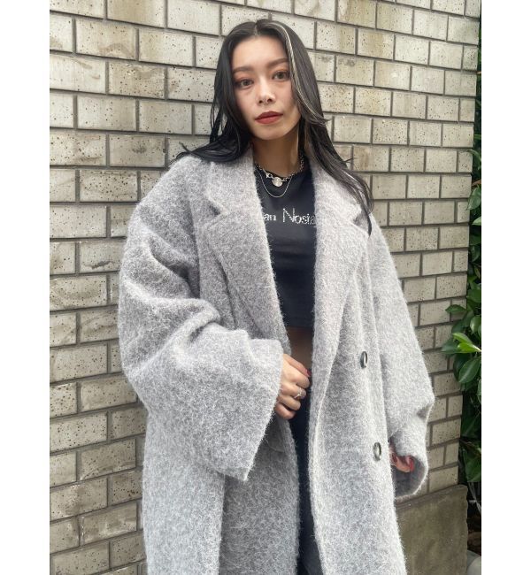 EVRIS「ラメオーバーサイズロングコート」|チェスターコート|