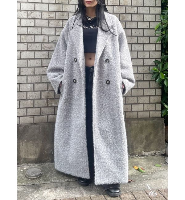 EVRIS「ラメオーバーサイズロングコート」|チェスターコート|