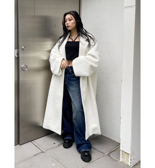 EVRIS「ラメオーバーサイズロングコート」|チェスターコート|