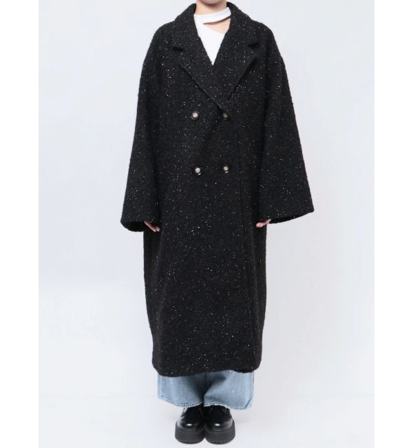 EVRIS「ラメオーバーサイズロングコート」|チェスターコート|