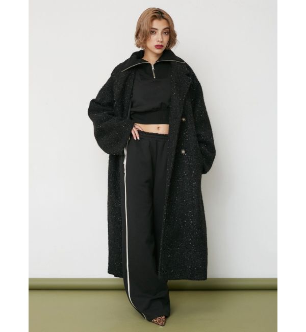 EVRIS「ラメオーバーサイズロングコート」|チェスターコート|