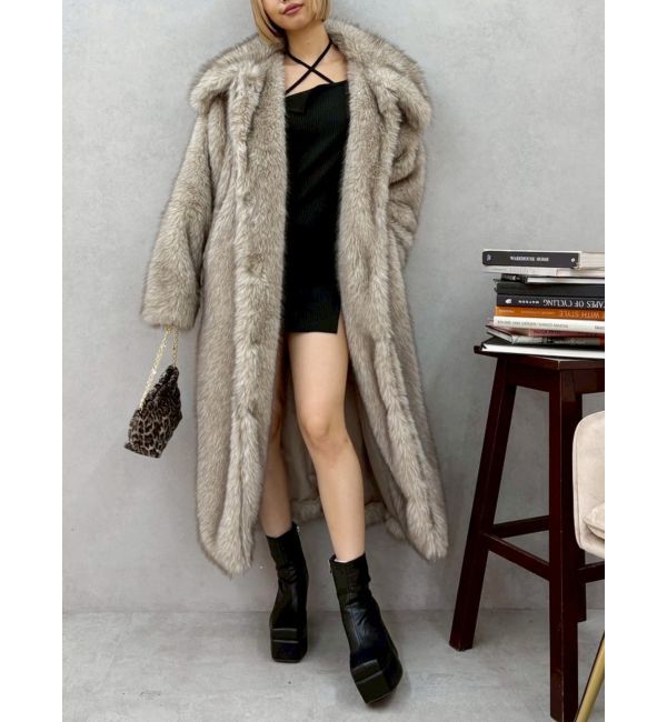 EVRIS「フェイクファーロングコート」|その他|ベージュ