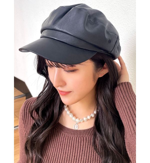 GYDA「フェイクレザーbrimキャスケット」|キャップ・キャスケット|