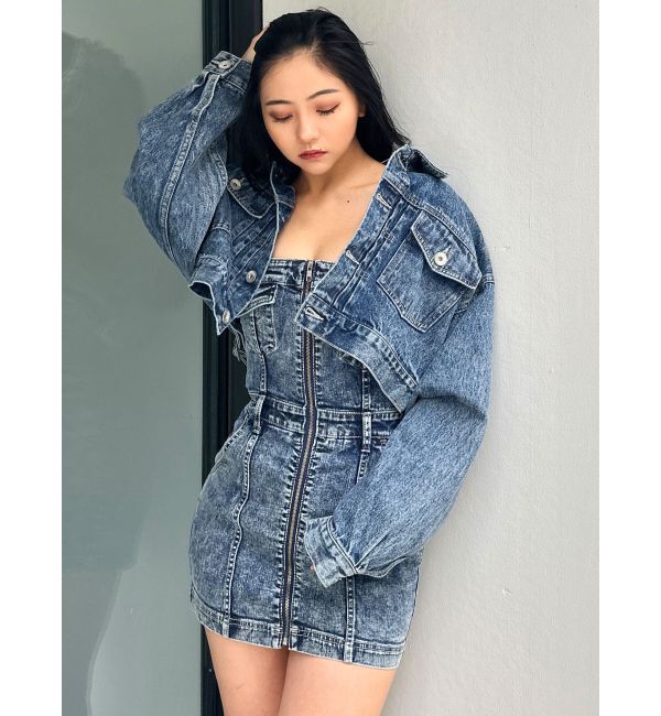 GYDA「Symmetry GYDA DAMAGEショートデニムGジャン」|ブルゾン・スタジャン|