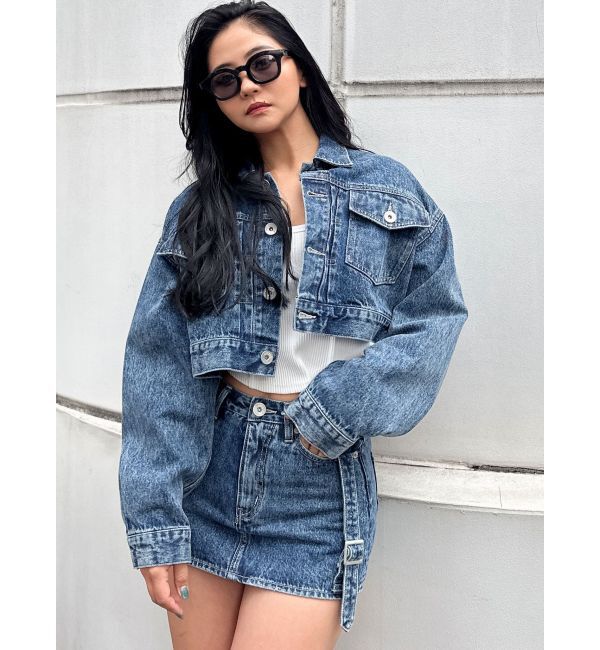 GYDA「Symmetry GYDA DAMAGEショートデニムGジャン」|ブルゾン・スタジャン|