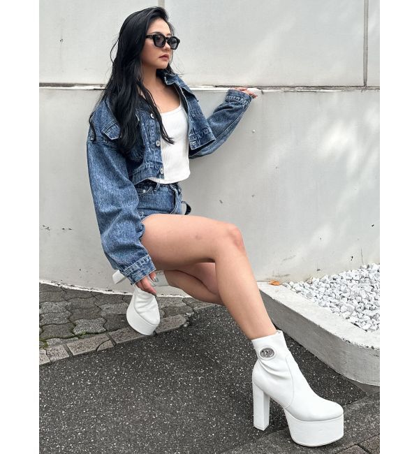 GYDA「Symmetry GYDA DAMAGEショートデニムGジャン」|ブルゾン・スタジャン|