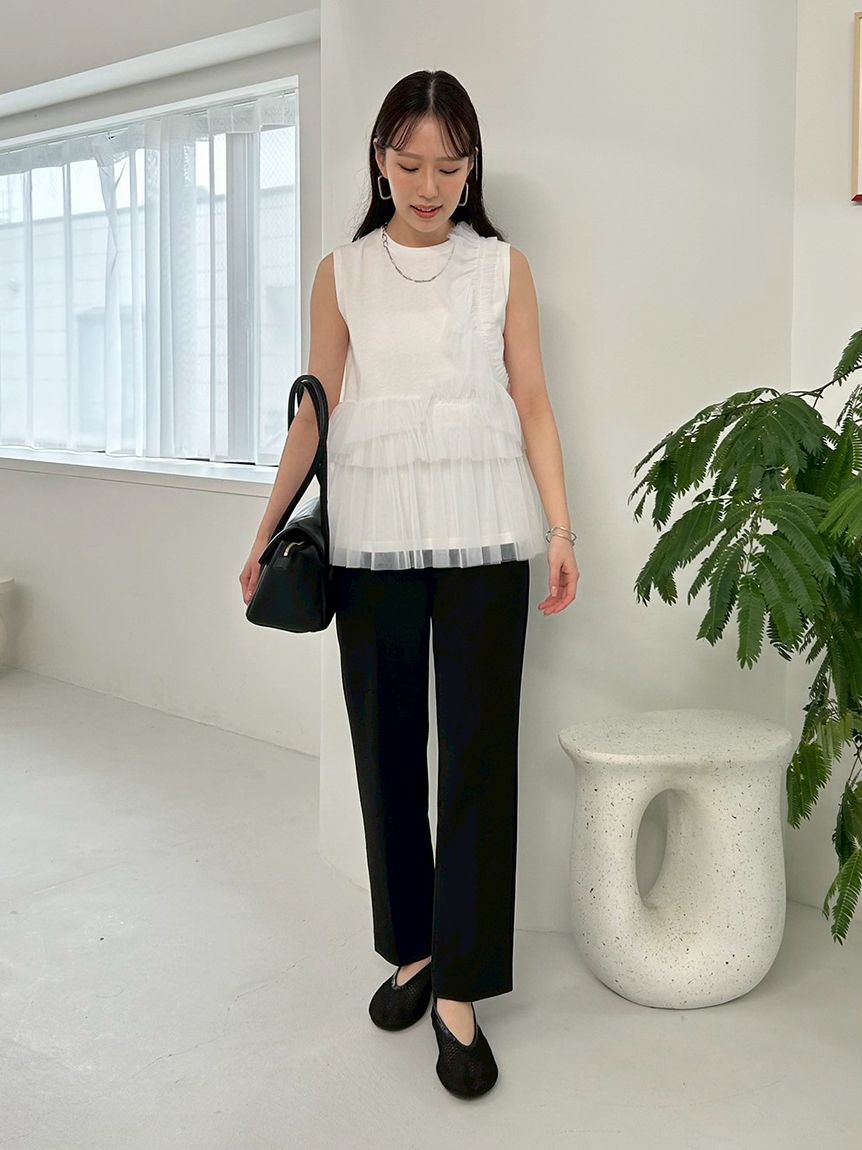 Mila Owen「【WEB限定カラー】後ろゴムセンタープレステーパードパンツ【ウォッシャブル】」|チノ|