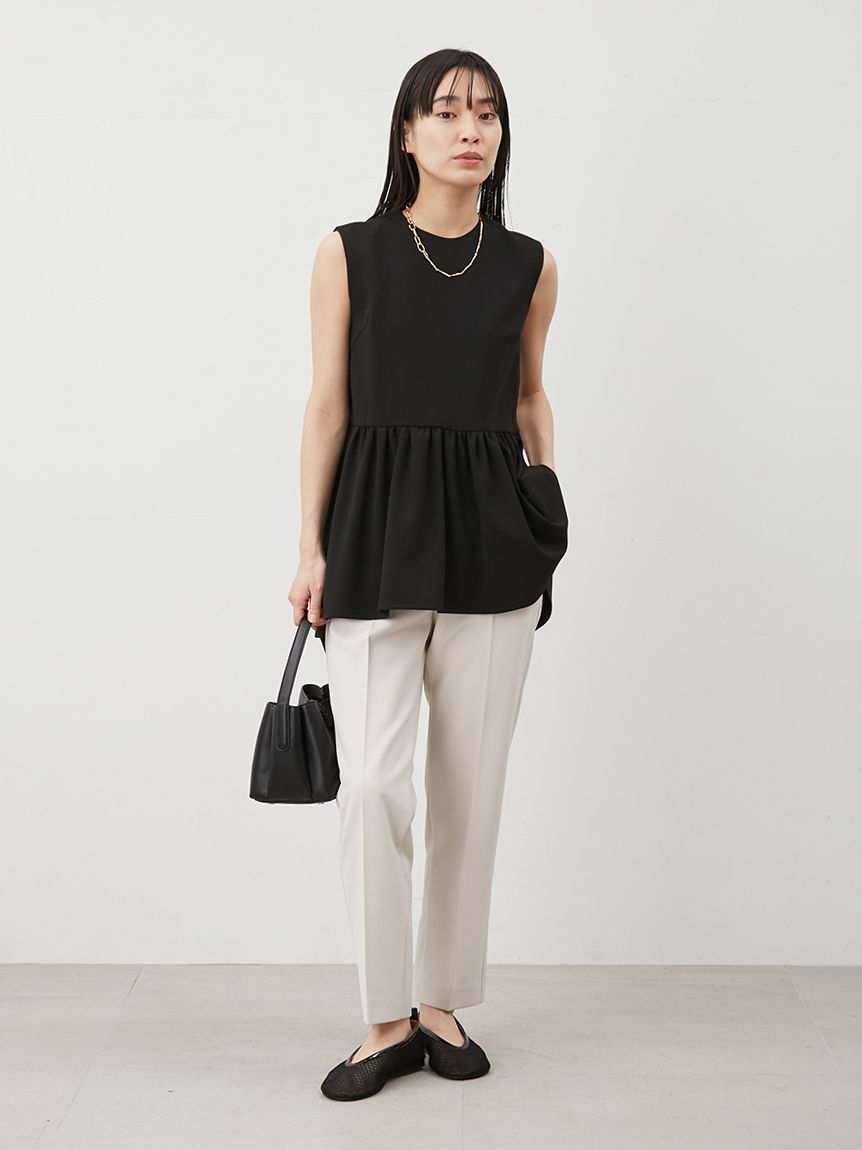 Mila Owen「【WEB限定カラー】後ろゴムセンタープレステーパードパンツ【ウォッシャブル】」|チノ|