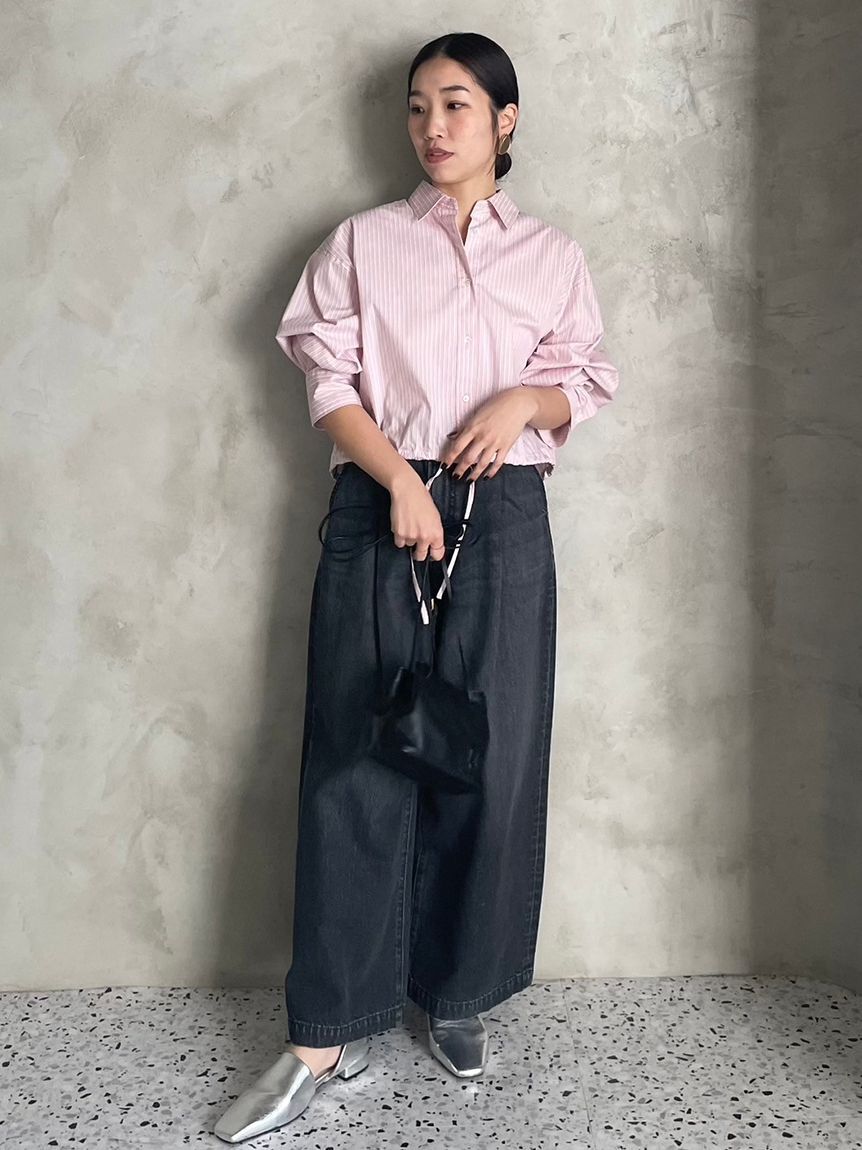 Mila Owen「【WEB限定00サイズ】ルーズフィットタックバギーデニムパンツ」|デニム|