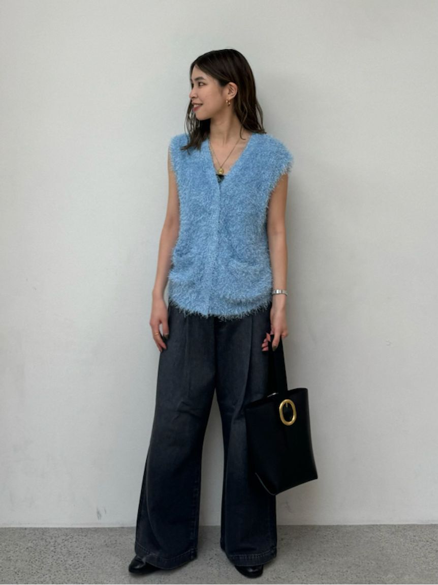 Mila Owen「【WEB限定00サイズ】ルーズフィットタックバギーデニムパンツ」|デニム|