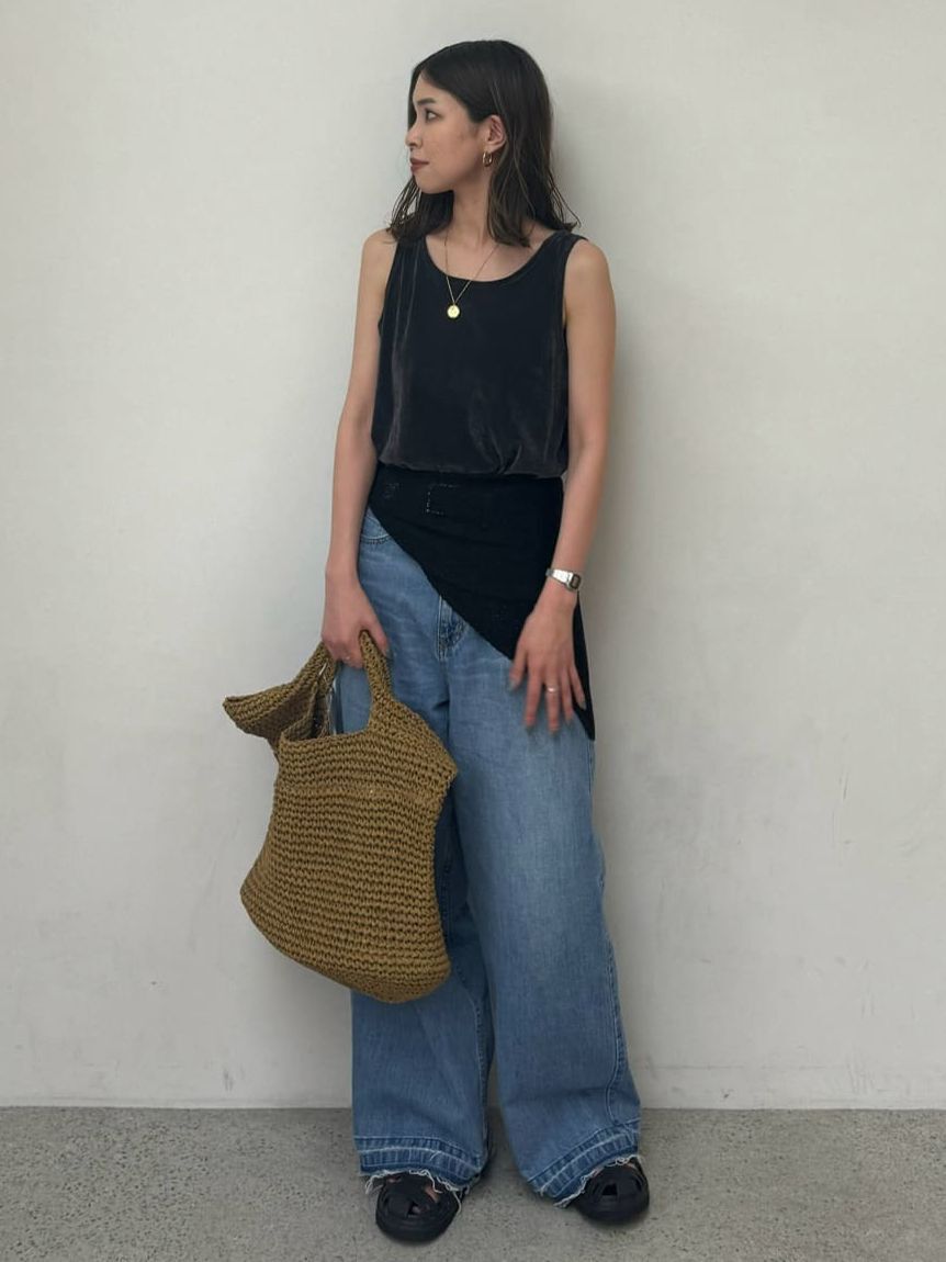 Mila Owen「【ウォッシャブル】撥水加工カットオフワイドデニムパンツ」|デニム|