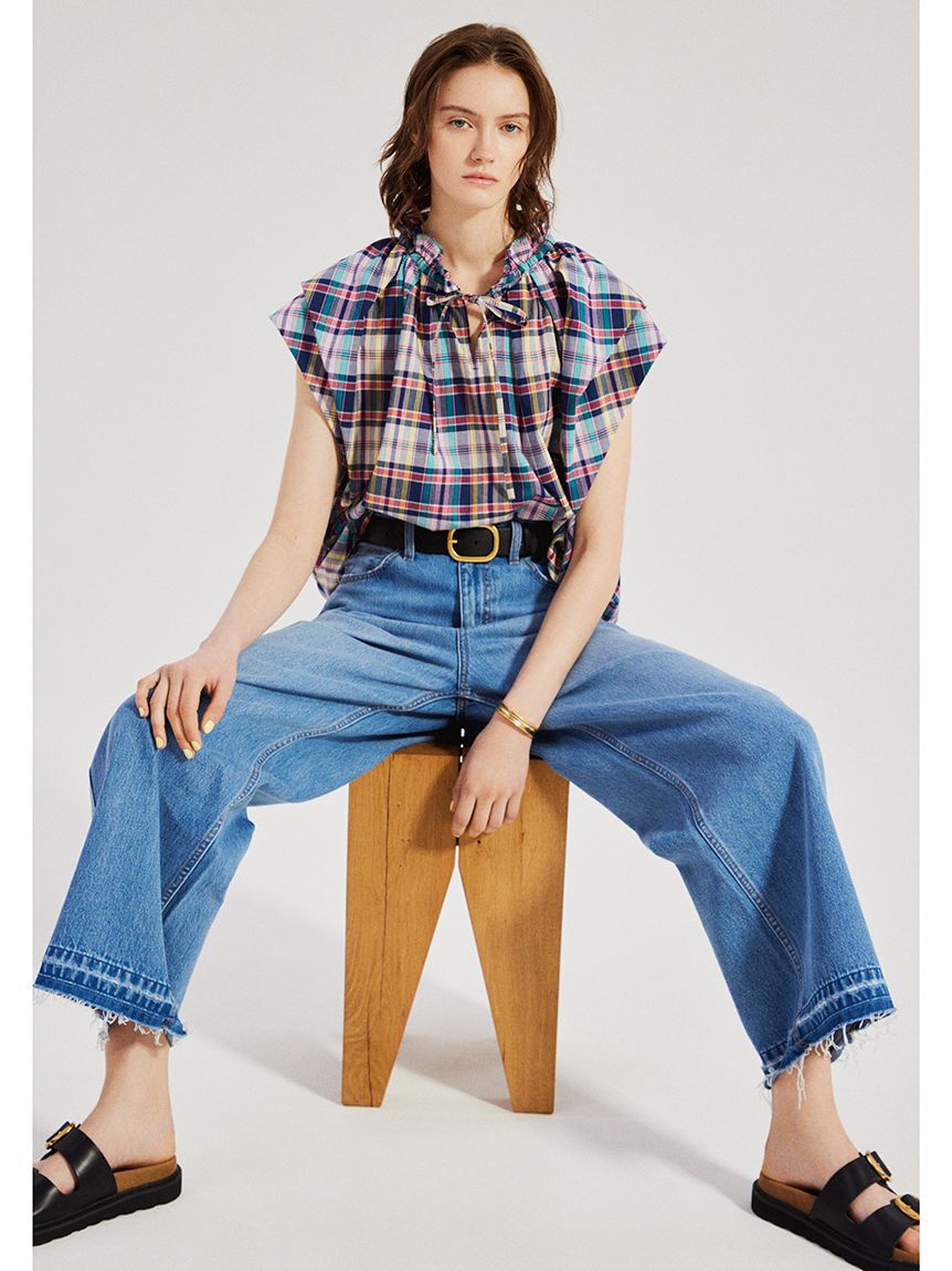 Mila Owen「【ウォッシャブル】撥水加工カットオフワイドデニムパンツ」|デニム|