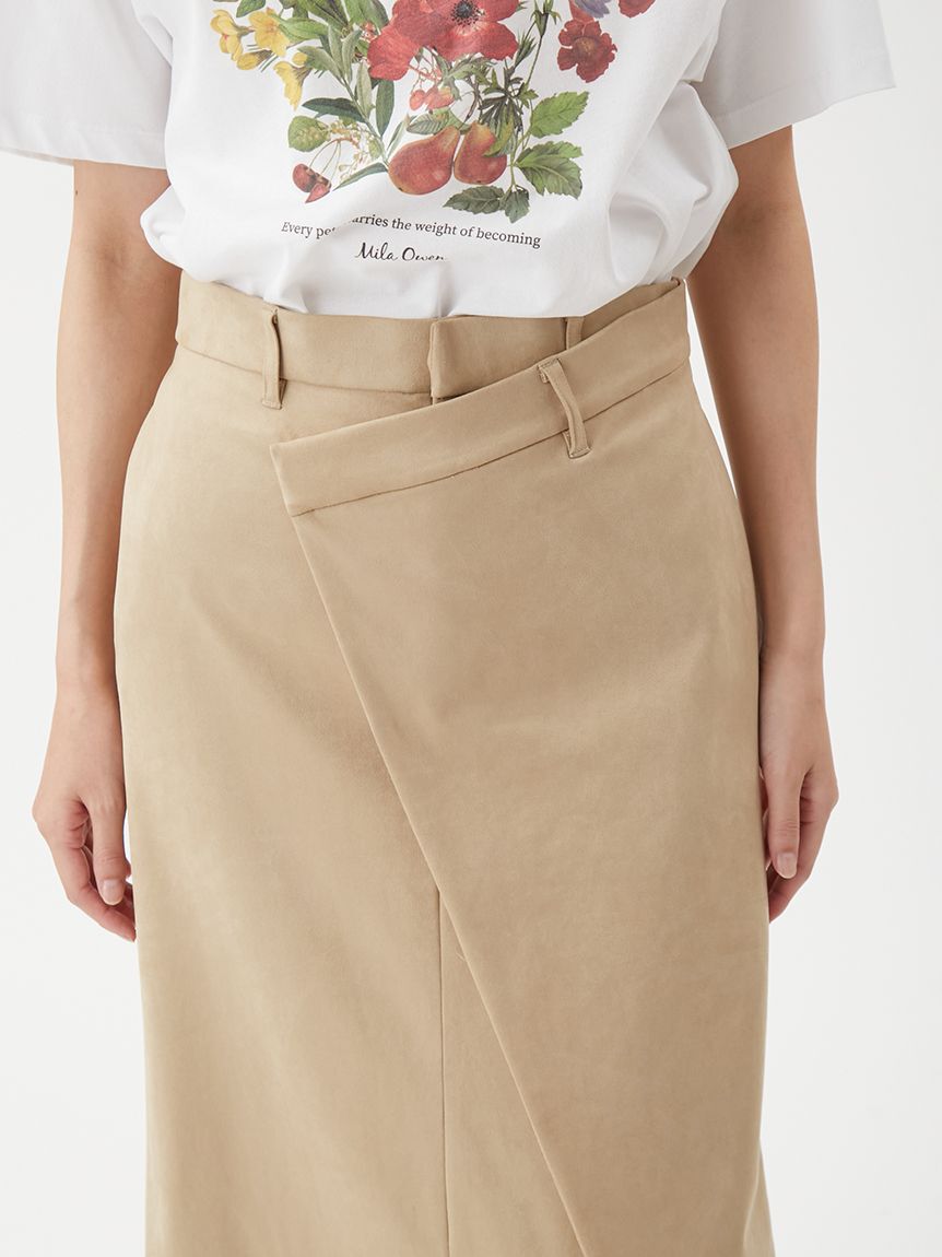 Mila Owen「【セットアップ対応】スウェードアシメストレートスカート」|スカート|