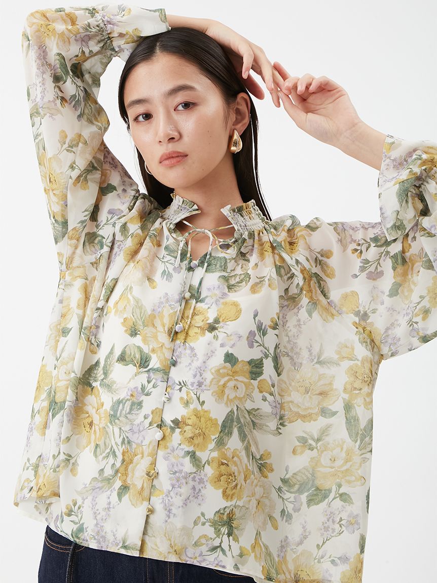 Mila Owen「フラワープリントブラウス」|シャツ・ブラウス|YEL