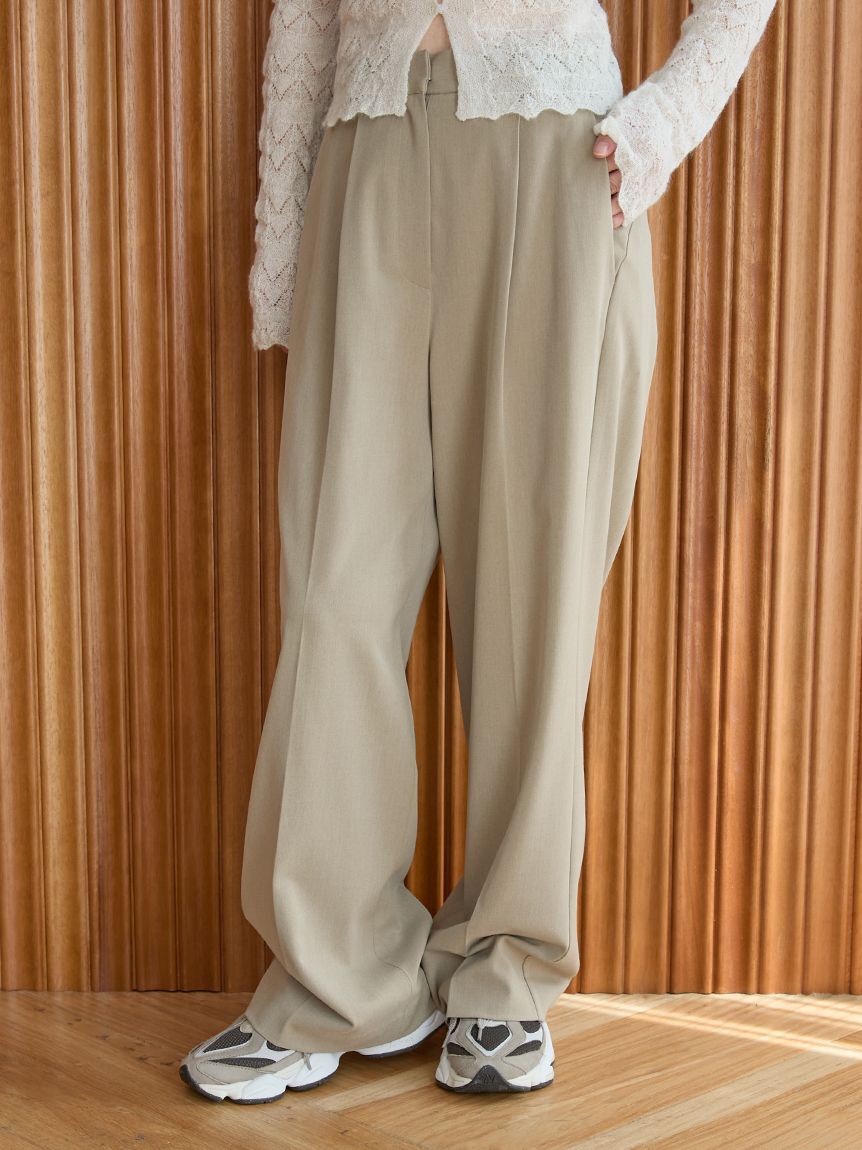 emmi atelier「【セットアップ対応】ワイドレッグタックパンツ」|チノ|