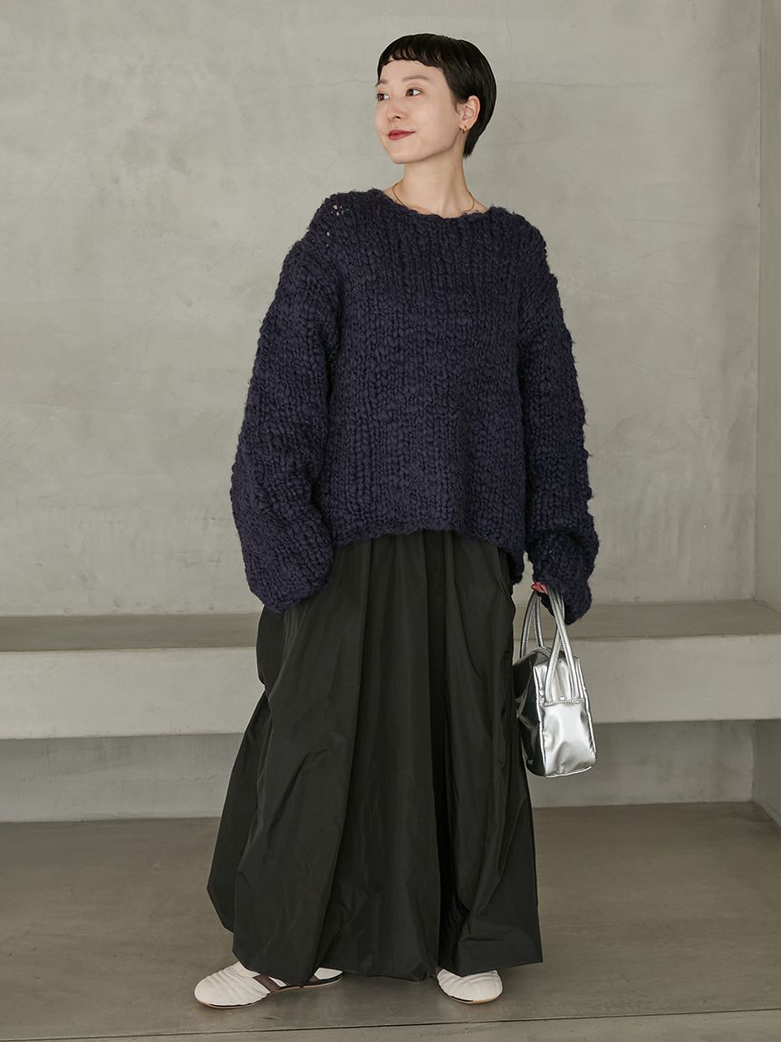 emmi atelier「ウール混ハンドニットプルオーバー」|ニット・セーター|