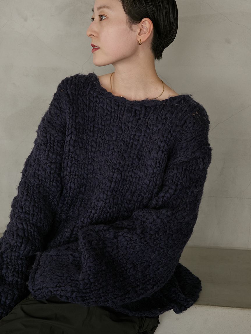 emmi atelier「ウール混ハンドニットプルオーバー」|ニット・セーター|