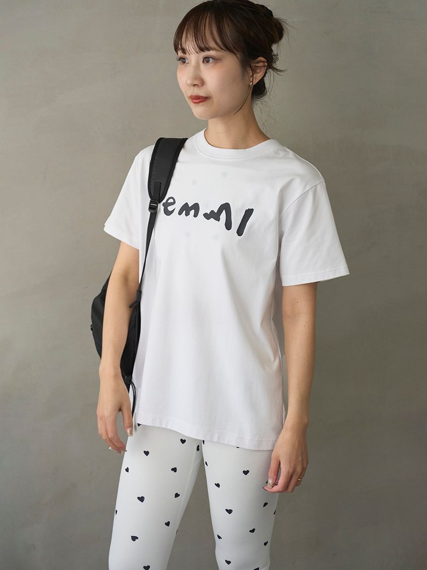emmi atelier「ペイントemmiロゴTシャツ/UVカット/接触冷感」|Tシャツ・カットソー|WHT