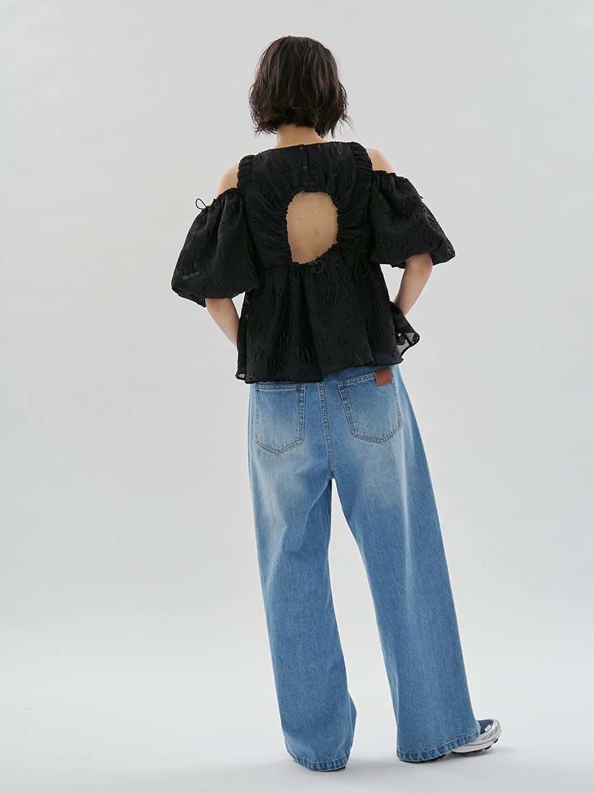 emmi atelier「ウエストゴムルーズデニムパンツ」|デニム|