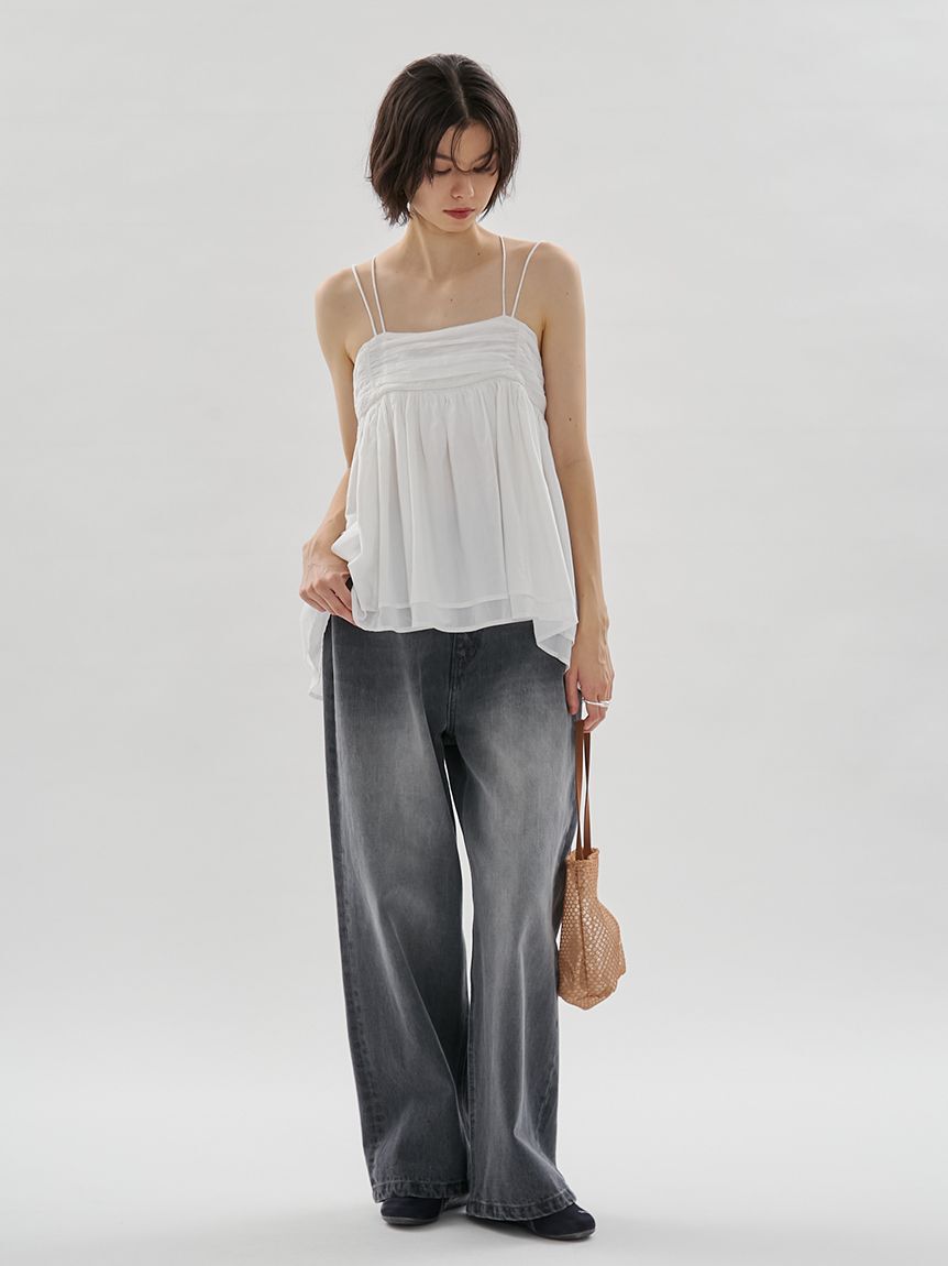 emmi atelier「ウエストゴムルーズデニムパンツ」|デニム|