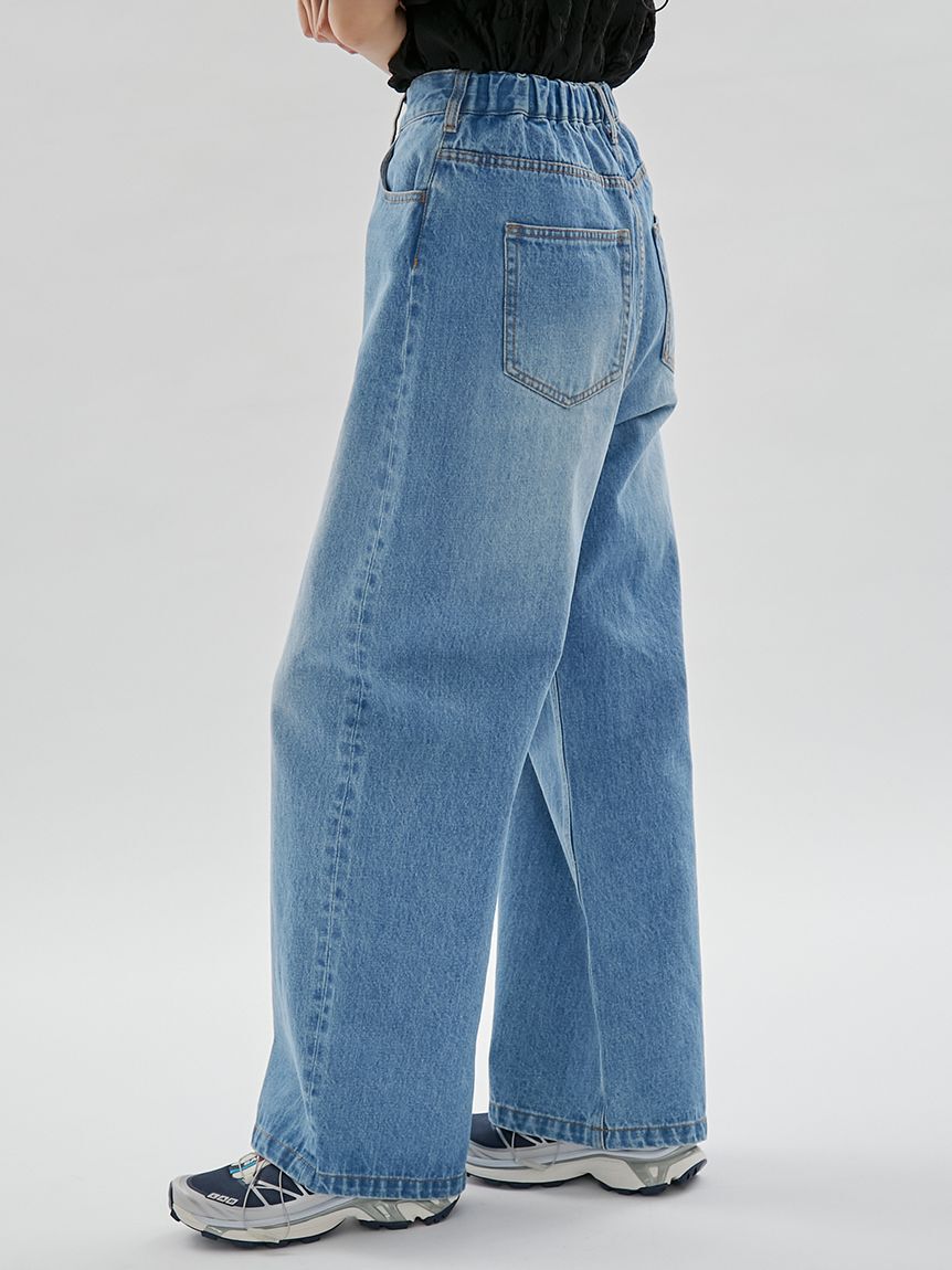 emmi atelier「ウエストゴムルーズデニムパンツ」|デニム|