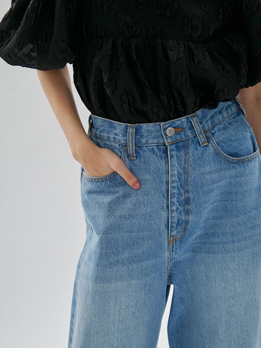 emmi atelier「ウエストゴムルーズデニムパンツ」|デニム|