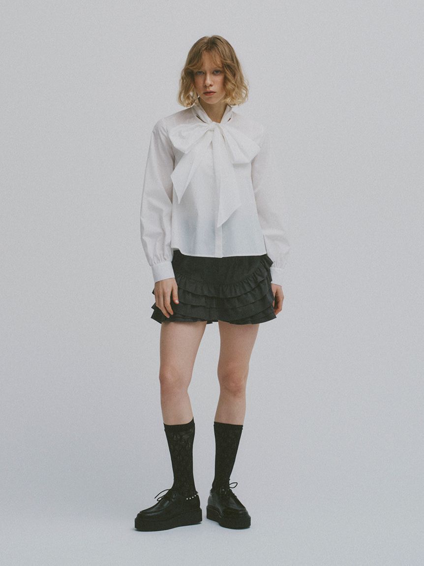FURFUR「ビジュー付きボウタイブラウス」|シャツ・ブラウス|