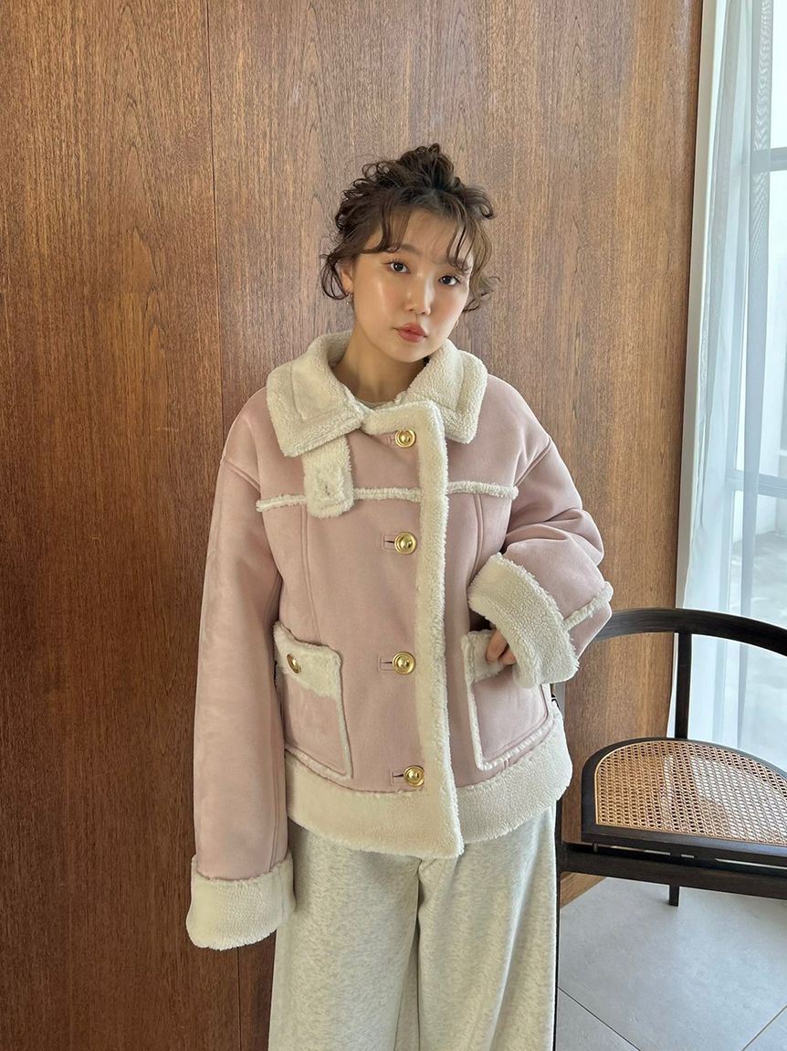 SNIDEL「【WEB限定/ボアコレクション】金ボタンバリエジャケット」|ブルゾン・スタジャン|