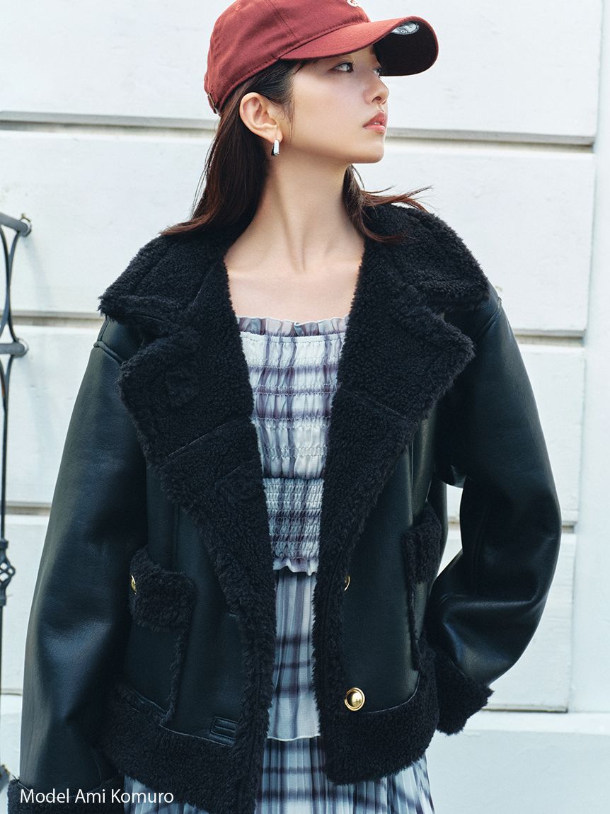 SNIDEL「【WEB限定/ボアコレクション】金ボタンバリエジャケット」|ブルゾン・スタジャン|