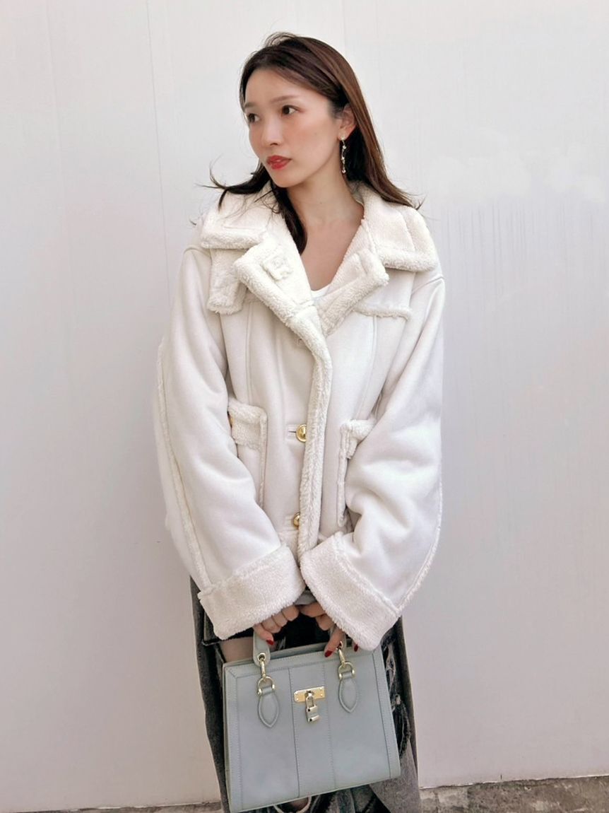 SNIDEL「【WEB限定/ボアコレクション】金ボタンバリエジャケット」|ブルゾン・スタジャン|