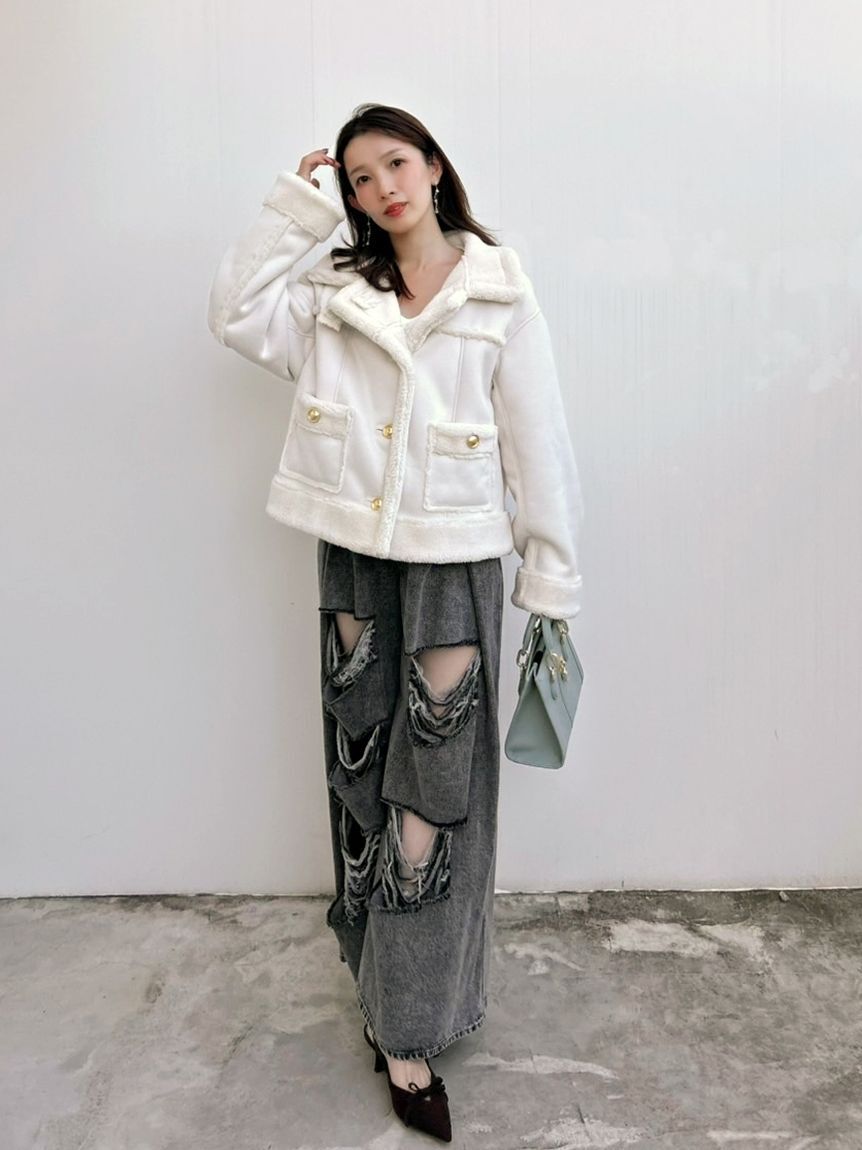 SNIDEL「【WEB限定/ボアコレクション】金ボタンバリエジャケット」|ブルゾン・スタジャン|