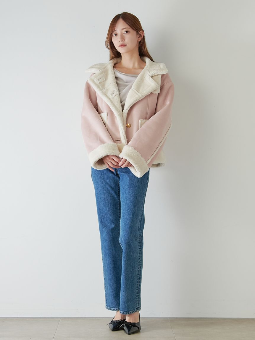 SNIDEL「【WEB限定/ボアコレクション】金ボタンバリエジャケット」|ブルゾン・スタジャン|