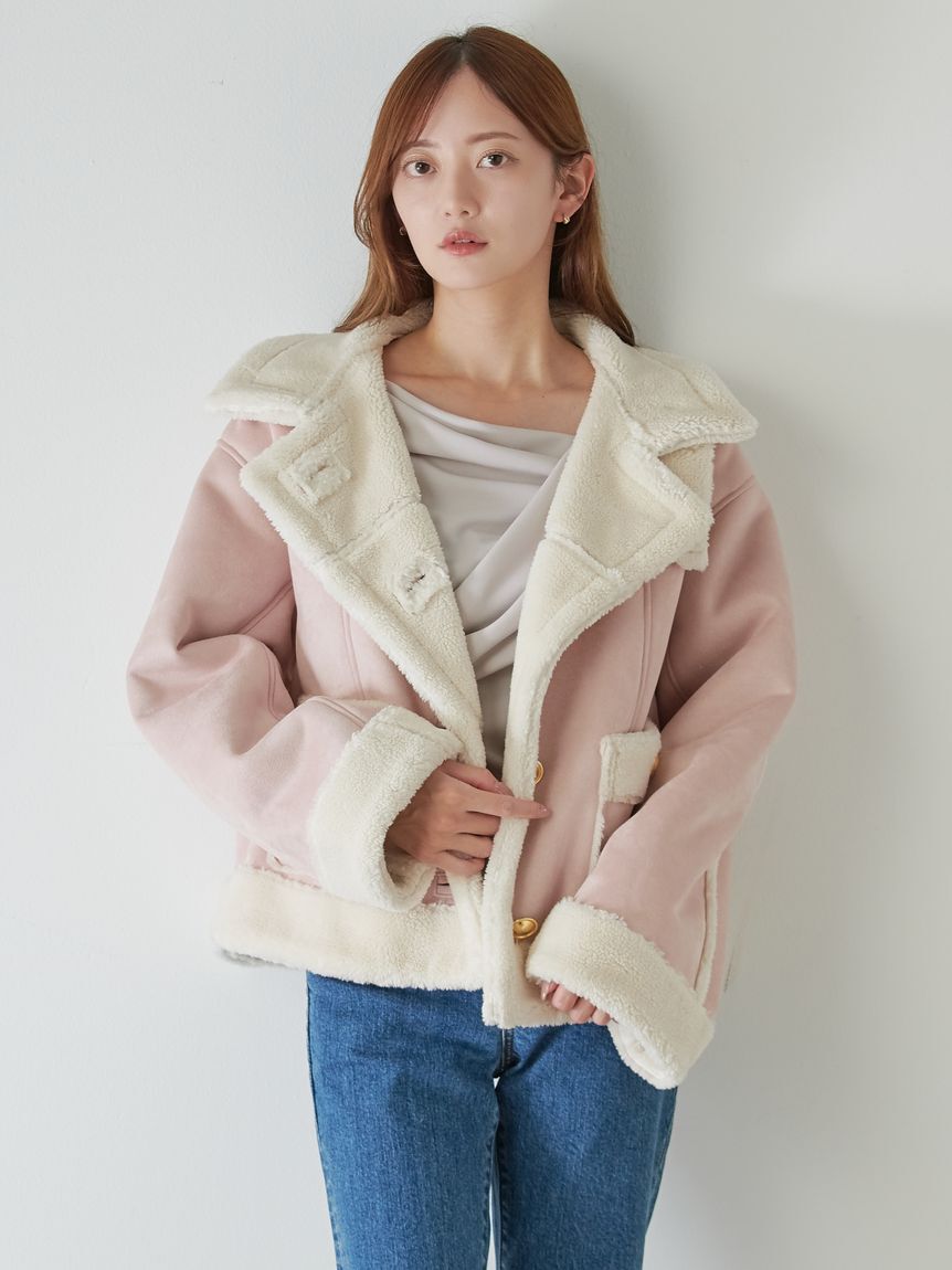 SNIDEL「【WEB限定/ボアコレクション】金ボタンバリエジャケット」|ブルゾン・スタジャン|