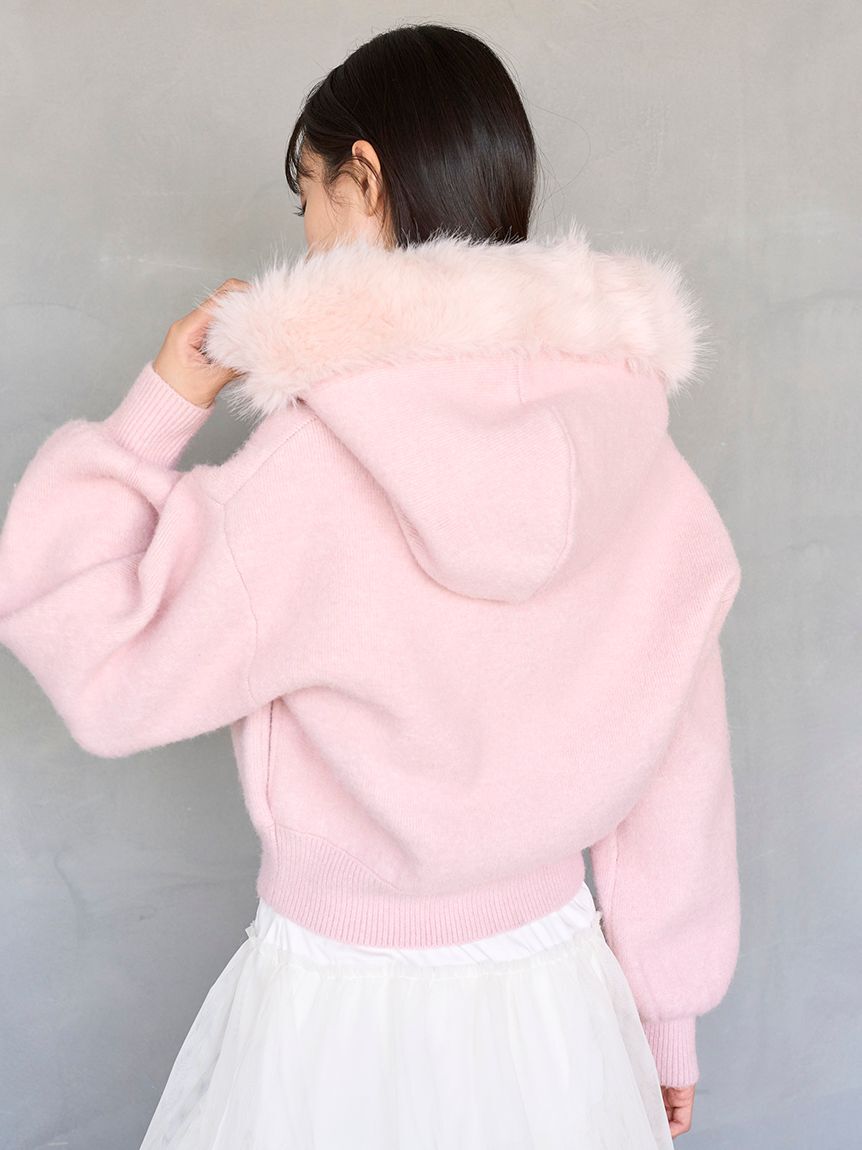 SNIDEL「Sustainableファー付きニットパーカー」|ニット・セーター|