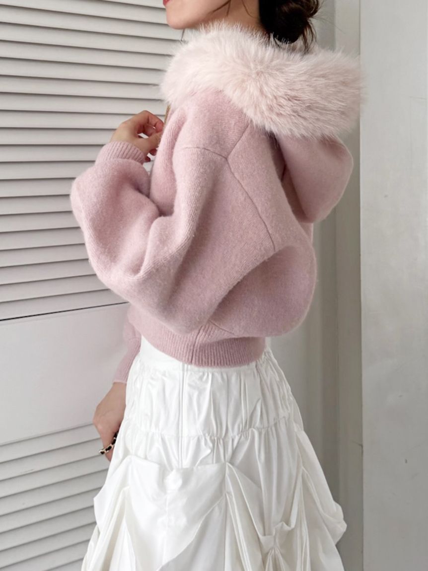 SNIDEL「Sustainableファー付きニットパーカー」|ニット・セーター|