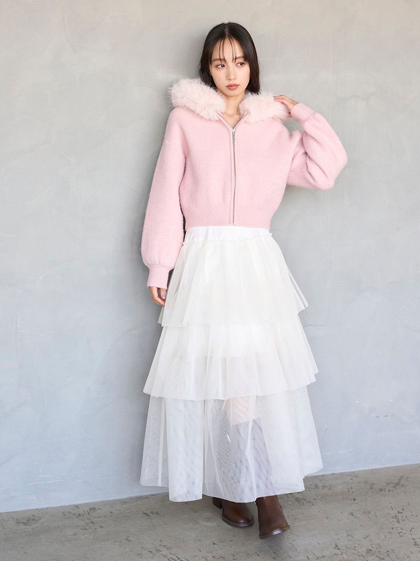SNIDEL「Sustainableファー付きニットパーカー」|ニット・セーター|