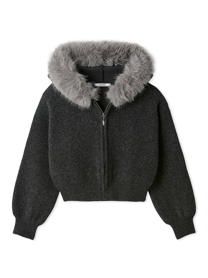 SNIDEL「Sustainableファー付きニットパーカー」|ニット・セーター|