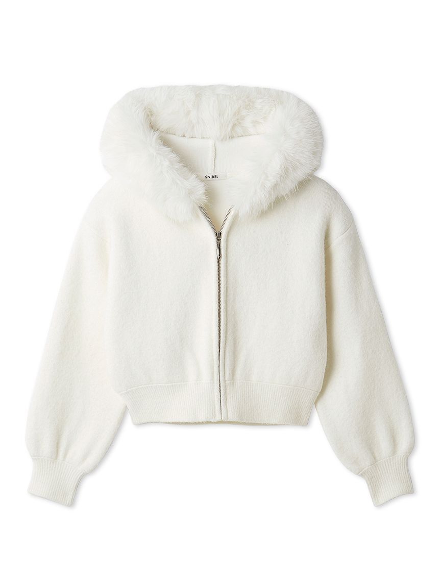 SNIDEL「Sustainableファー付きニットパーカー」|ニット・セーター|