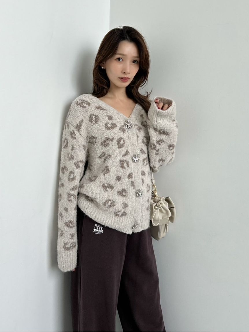 SNIDEL「ビジューリボンミドルカーディガン」|カーディガン|