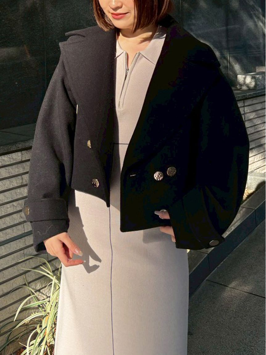 SNIDEL「ビッグカラーショートコート」|ピーコート|