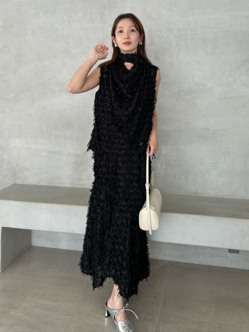 FRAY I.D「アシンメトリーナロースカート」|スカート|BLK