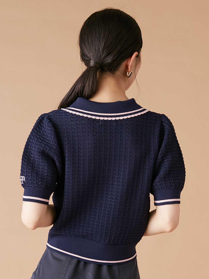 LILY BROWN「【LILY BROWN&times;MARY QUANT】シアーポロニットトップス」|ニット・セーター|