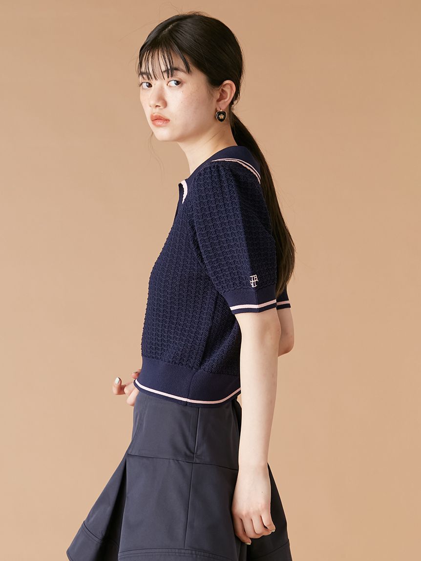 LILY BROWN「【LILY BROWN&times;MARY QUANT】シアーポロニットトップス」|ニット・セーター|