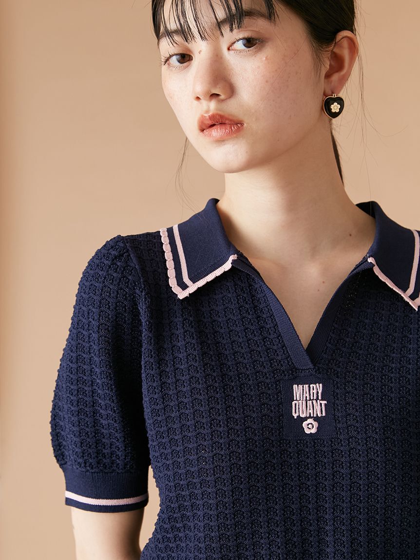 LILY BROWN「【LILY BROWN&times;MARY QUANT】シアーポロニットトップス」|ニット・セーター|