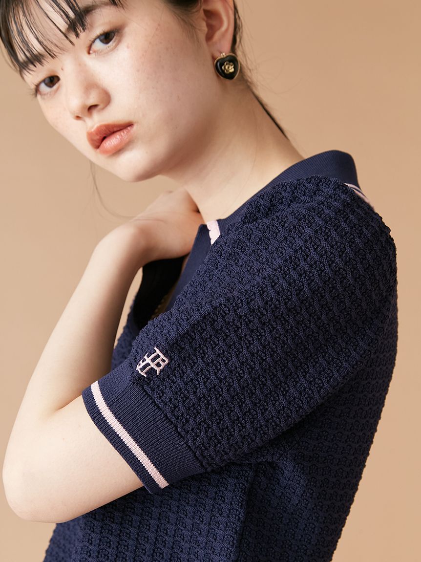 LILY BROWN「【LILY BROWN&times;MARY QUANT】シアーポロニットトップス」|ニット・セーター|